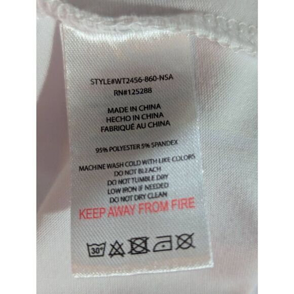 Rae Dunn Women's Soft White Pink Trim Flower Embellished Pocket Night Shirt Size - Picture 6 of 7